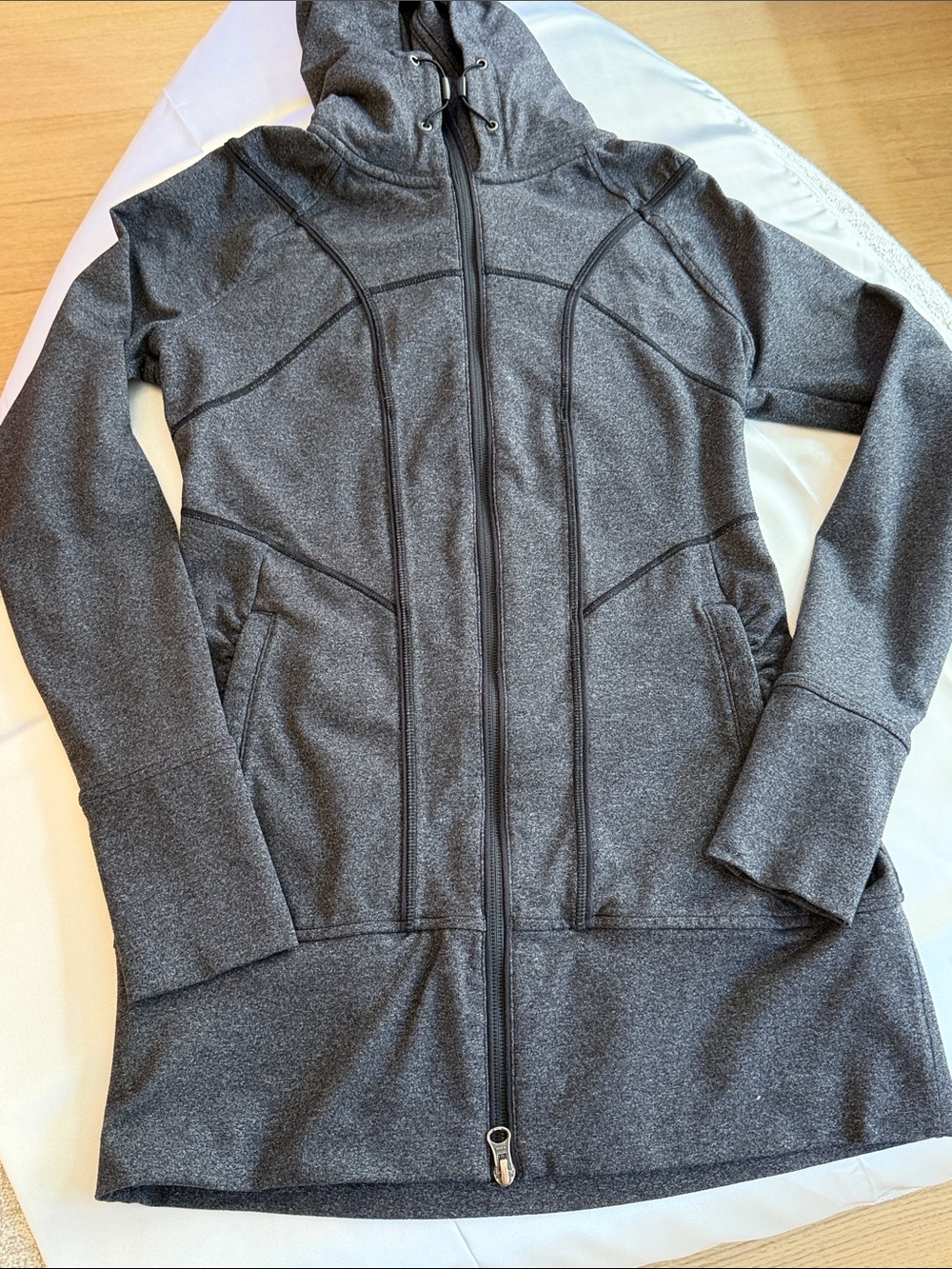 Athleta Rishi Longline Hooded Jacket Gray XS